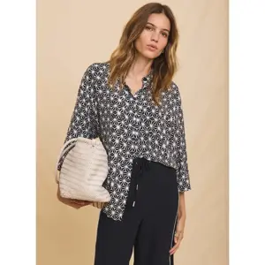 Mint Velvet Navy Geometric Print Resort Shirt